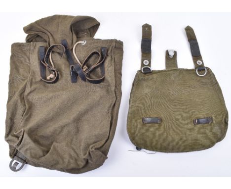 1943 Dated German Army Rucksack, fine example of the late pattern rucksack in heavy duty green canvas cloth with webbing stre