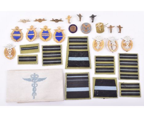 RAF Medical Services Insignia, including embroidered arm brassard, collar badges, lapel badges, etc. WRAF gilt and enamel ran