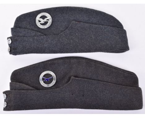 Air Defence Cadet Corps Officers Side Cap, blue grey cloth example with A.D.C.C buttons to the front and officers pattern cap