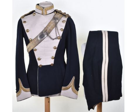 Victorian 17th (Duke of Cambridge’s Own) Lancers Officers Full Dress Uniform, fine example of the dark blue melton cloth body