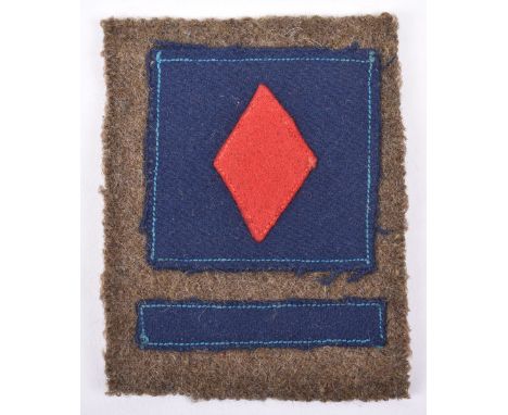 WW2 British 61st Division Royal Army Ordnance Corps Combination Insignia, consisting of felt formation sign above single arm 