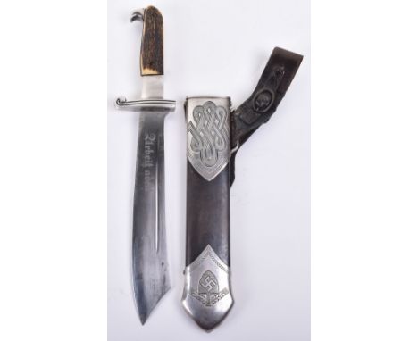 Third Reich RAD (Labour Service) Enlisted Mans Dress Dagger by Carl Eickhorn, fine example with two piece stag horn slab grip