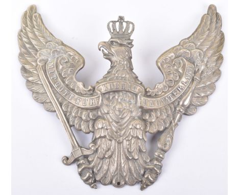 Imperial German Prussian Dragoon Regiments Officers Helmet Plate, interesting white metal example as worn by various Prussian
