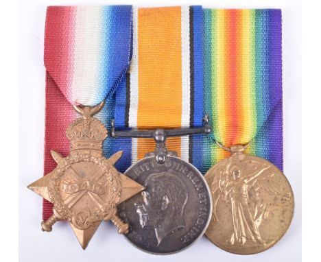 Great War British Officers 1914-15 Star Medal Trio 10th London Regiment, awarded to “2. LIEUT W C BARHAM 10-LOND R”, British 