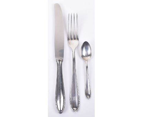 Leibstandarte Adolf Hitler Marked Cutlery, interesting grouping of silver plate cutlery, being fork, knife and tea spoon. All