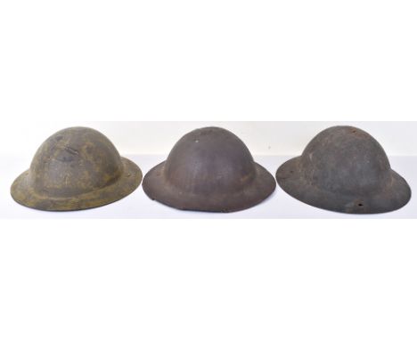 WW1 British “B” Pattern Brodie Steel Helmet, being the shell re-painted at some point, complete with its original liner syste