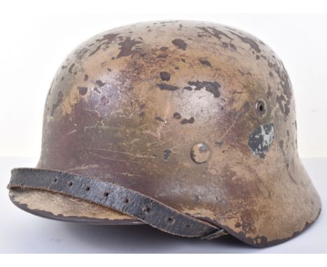 WW2 German Army Normandy Camouflaged Steel Combat Helmet, good large size M-40 steel helmet shell which retains over 90% of i
