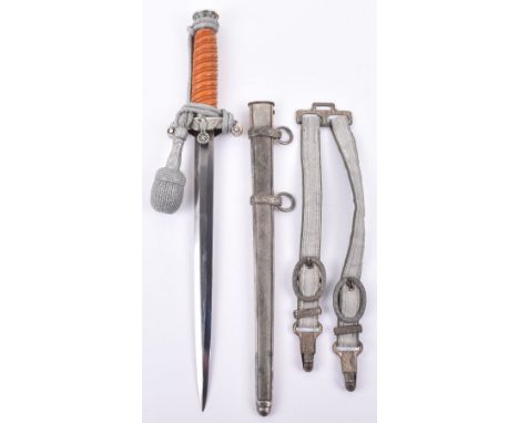 WW2 German Army Officers Dress Dagger with Hanging Straps and Portepee by WKC, fine example with deep orange celluloid grip, 