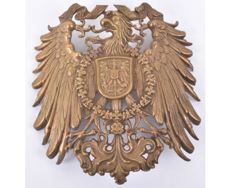 Imperial German Colonial Troops Sun Helmet Plate, Interesting brass other ranks helmet plate as worn on the tropical sun helm