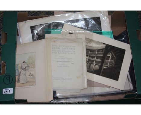 A quantity of Book Plates to include Architectural by Anthony Dyson, 'Romance of King Arthur' by Arthur Rackham, Robin Hood, 