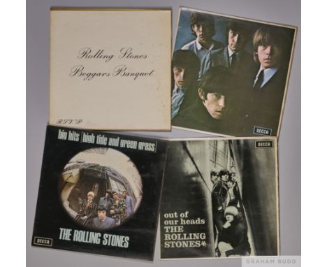 Four Rolling Stones Decca early 1970s reissued classic albums, Including Rolling Stones No.2 which is a boxed Decca label red