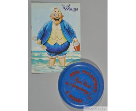 A rare Paul McCartney and Wings Fat Man Red Rose Speedway tour programme and Frisbee, (2)  The programme cover shows some sig