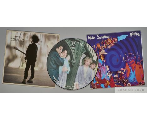 Three original vinyl releases by The Cure, including The Glove- Blue Sunshine which has its original printed inner sleeve, Th