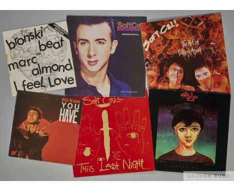 Six vinyl records by Soft Cell and Marc and the Mambas, including The Art of Falling Apart, Untitled, The Last Night and Memo