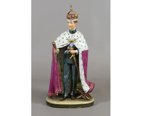 A Capodimonte ceramic figurine of a Prince Charles investiture.