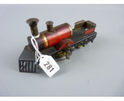 An early tinplate clockwork tank engine with snow plough