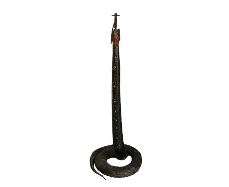 Taxidermy - an early 20th century African Rock Python, (Python Sebae) stuffed and adapted as a lamp standard 166cm high inclu