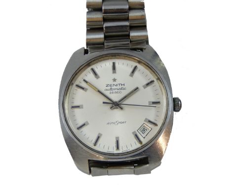 Zenith - an automatic 28800 stainless steel presentation wristwatch, the silvered dial with baton markings and date aperture,