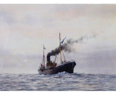 Roger Davies (b. 1945), "Pentland Firth", Hull trawler H. 123, watercolour, signed lower left hand corner, 33 x 43 cm, gilt f