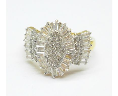 A silver gilt simulated diamond cocktail ring, R 