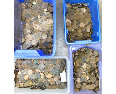 A large collection of mainly British bronze coinage, Victorian and later 