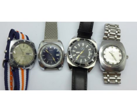 Four wristwatches including Timex and Services 