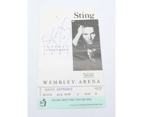 A Sting autographed ticket, Wembley Arena 