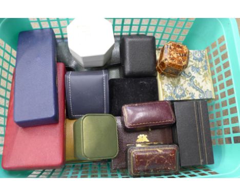 A collection of empty jewellery and ring boxes 