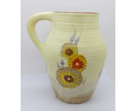 A Clarice Cliff Rhodanthe Lotus jug, 20cm 