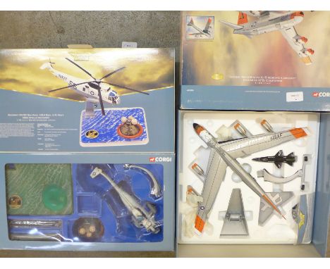 Two Corgi model aircraft, Boeing NB-52B AA33504 and Sikorsky SH-3D Sea King AA33402, boxed 