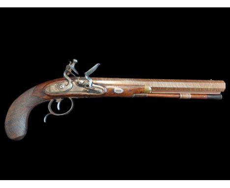 O’Neill of Dublin A 24-Bore (0.577") Officer's/Duelling Pistol by O'Neill, Dublin, c.1795. Damascus octagonal 11” barrel (inc