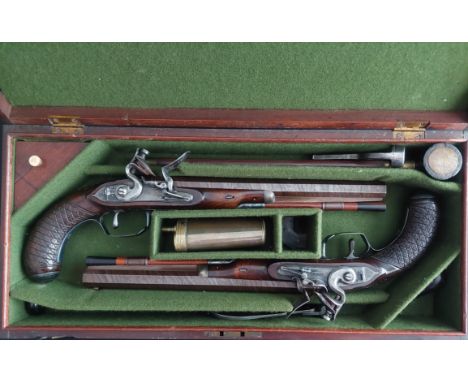 Robert McCormick of Dublin Cased Pair of Irish 38-Bore Flintlock Campaign Pistols by McCormick, Dublin, c.1796. Serial No. 91