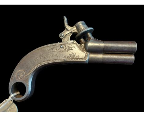 Wm. &amp; Jn. Rigby of Dublin A Rare 140-Bore Irish Three-Barrel All-Steel Percussion Box-Lock Pistol by Wm. &amp; Jn. Rigby,