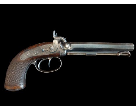 Wm. Jackson of London A 48-Bore Double-Barrelled Side-By-Side Percussion Overcoat Pistol by Wm. Jackson (Wigmore St.) London.