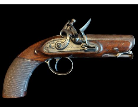 McDermott of Dublin An Irish 15½-Bore Flintlock Travelling Pistol by McDermott, Dublin, c.1815. Round 3-3/4” twist barrel wit