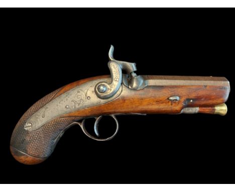 Armstrong of Clonmel An Irish 22-Bore Percussion Pocket Pistol by Armstrong, Clonmel. With sighted 3" octagonal twist barrel,