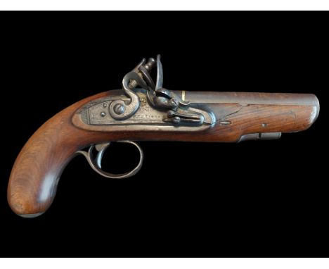 Pattison of Limavady An Irish 16-Bore Flintlock Travelling Pistol by William Pattison, N L Vady. The sighted round 5” barrel 