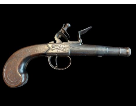 Francis Lord of Dublin A 52-Bore Cannon-Barrelled Flintlock Box Lock Overcoat Pistol by Francis Lord, Dublin, 1760. 2¼" turn-