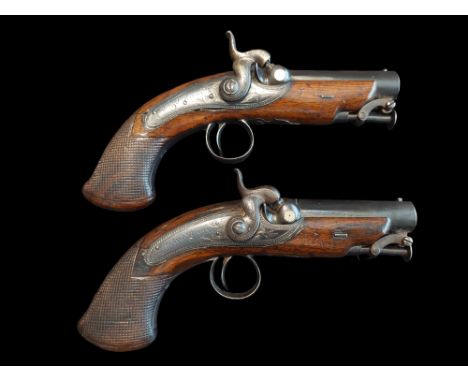 Wm. &amp; Jn. Rigby of Dublin A Pair of Irish 38-Bore Percussion Overcoat Pistols by Wm. &amp; Jn. Rigby, Dublin, c.1835-40. 