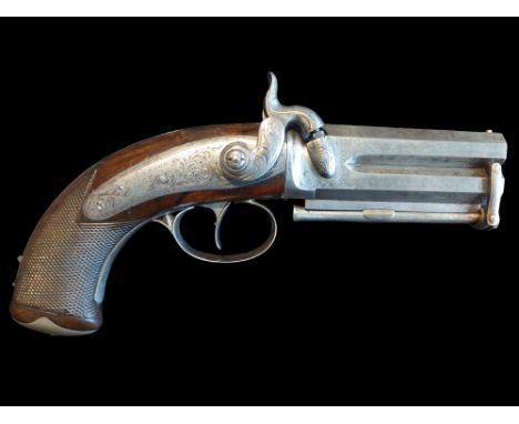 Kavanagh of Dublin A 42-Bore Over/Under Percussion Overcoat Pistol by Kavanagh, Dublin c1840. 3.58" octagonal barrels of 0.47