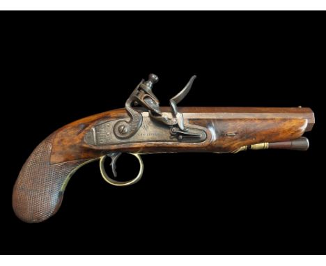 Nicholl of Belfast A 20-Bore Flintlock Overcoat Pistol by Nicholl, Belfast, c.1815. With rebrowned twist 6” octagonal sighted