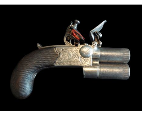 Joseph Egg of London A 52-Bore Over/Under Flintlock Tap Action Pistol by Joseph Egg, London. Barrels of 1-3/16" length, the t