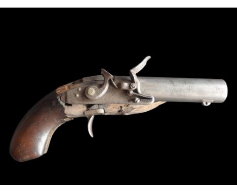 Swift of Dublin A 10-Bore Flintlock Travelling Pistol by Swift, Dublin c1805-1815. A 4¼" barrel of 0.785/90" bore incorporati