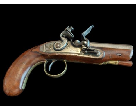 Cole of Belfast An Irish 18-Bore Flintlock Overcoat Pistol by William Cole, Belfast, c.1805. With twist octagonal sighted 4.1