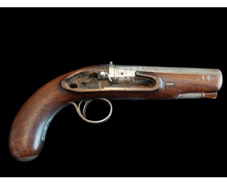 Wm. Pattison of Limavady An Irish 28-Bore Flintlock Travelling Pistol by Wm. Pattison, N.L. Vady. A round sighted break-off 4