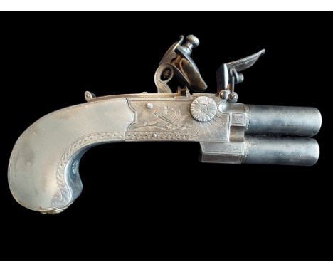 Henry Tatham of London A Very Rare Over/Under Tap Action Flintlock Pistol by Royal Gunmaker Henry Tatham, London. 1.65" barre