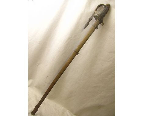 Hardman & Co, Calcutta - Victorian British Infantry Officers dress sword in brass scabbard, shagreen hand grip with strap and