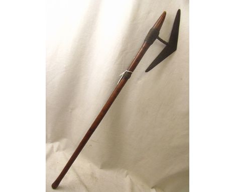 An African tribal art axe, late 19th century / early 20th century, probably Swazi, South African, wooden handle with bound wi