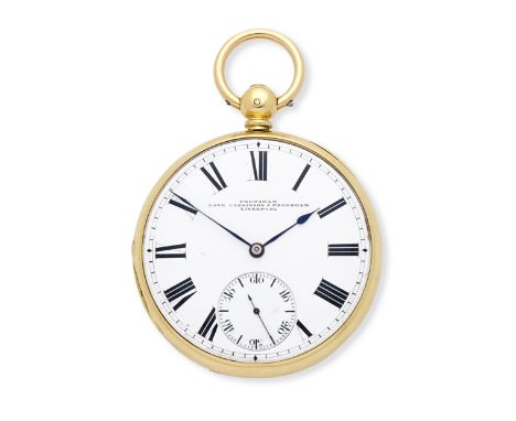 Frodsham, Late Parkinson &amp; Frodsham, Liverpool. An 18K gold keyless wind open face chronometer pocket watchDate: London H