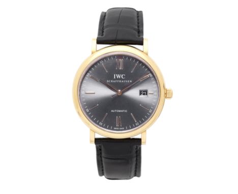 IWC. An 18K rose gold automatic calendar wristwatchModel: PortofinoReference: 3565Date: Circa 2015Movement: 25-jewel Cal.3511
